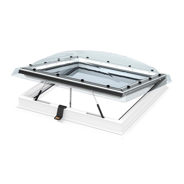 Finestra standard per tetti piani integra elettrica CVP con cupola opalina e vetrata antieffrazione 60x60 VELUX
